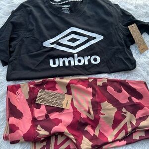 Umbro Black Tee and Red-Pink Camo leggings size XL-16